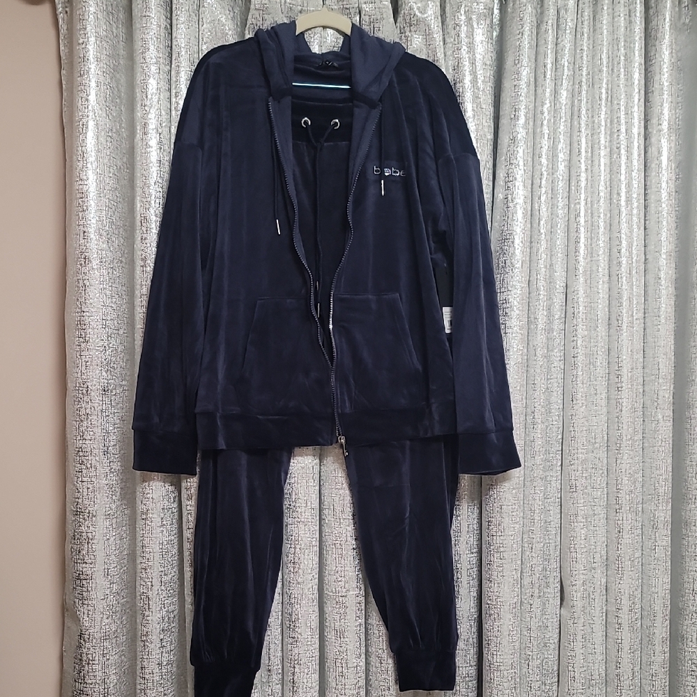 Bebe Dark Blue Velour Hoodie Set
